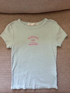 Altar'd State ' Light Mint "Happiest When Reading" Tee